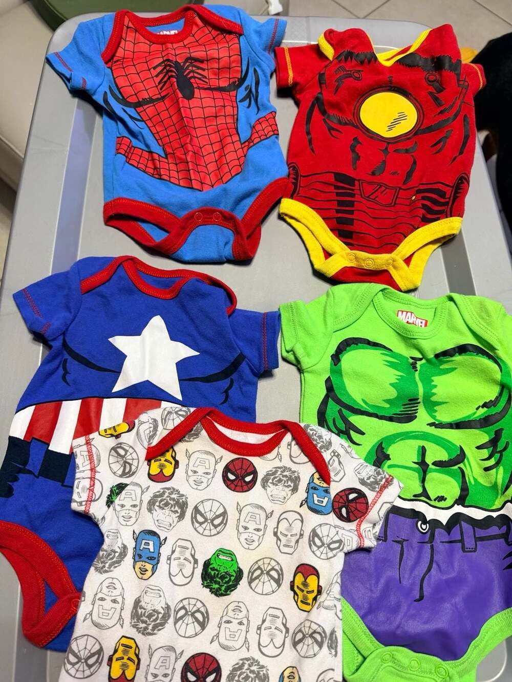 Marvel Avengers Baby Bodysuit Set 0/3M Multi 5-Pack Hulk Spider-Man Tron